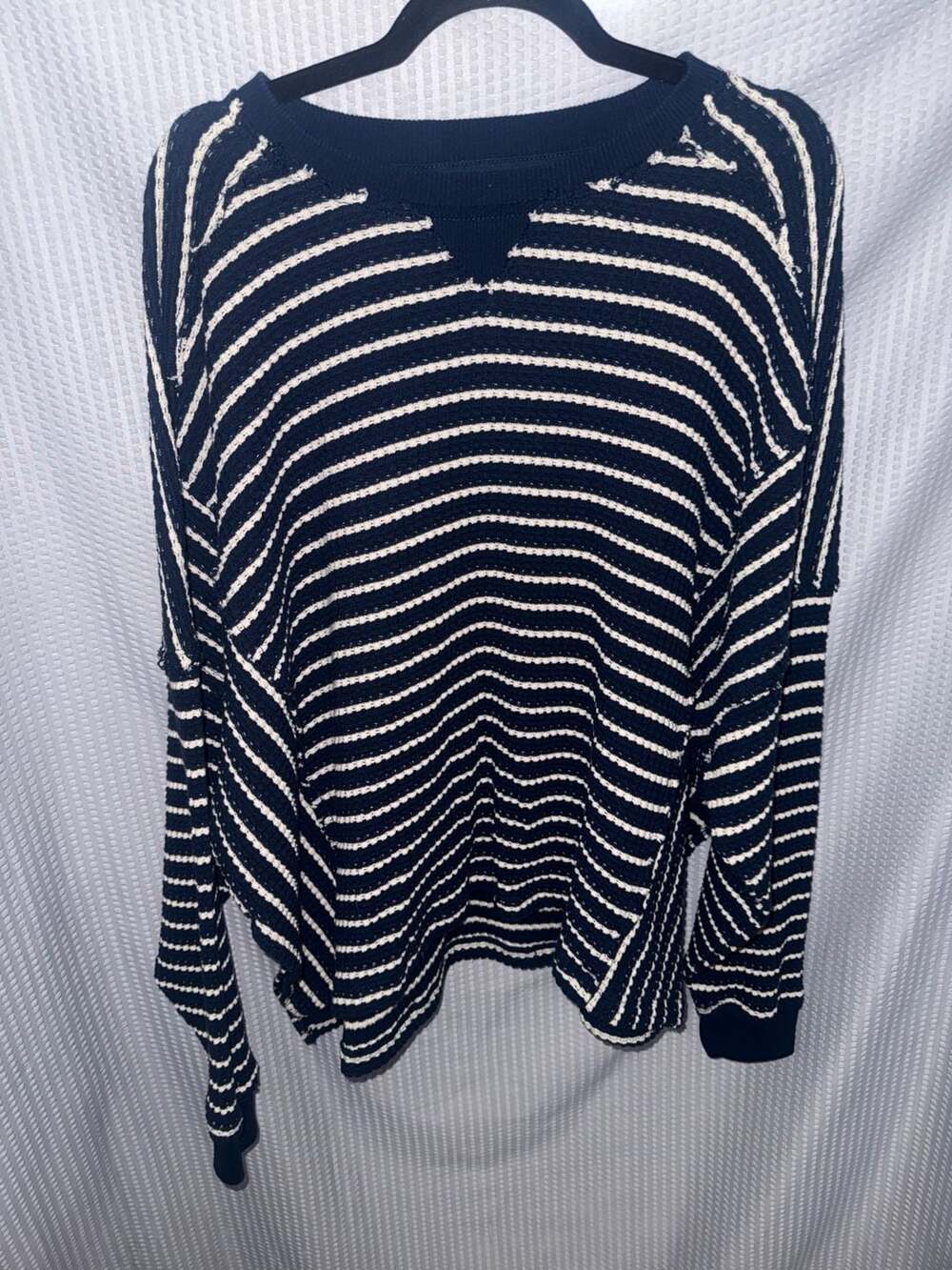 American Eagle Lived-In Striped Oversized Thermal Knit Top Size M - Picture 1 of 2
